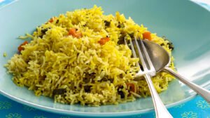 Vegetable Pilau Rice Popadoms Indian