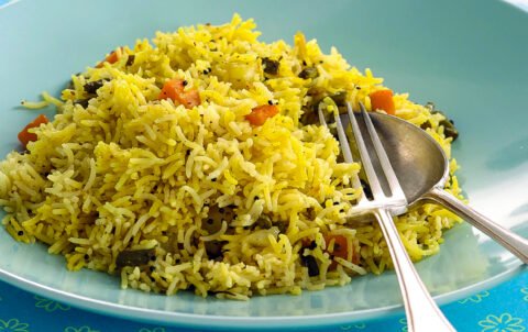 Vegetable Pilau Rice Popadoms Indian